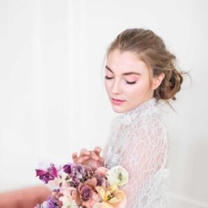 Bridal makeup with natural tones and timeless updo – Park City wedding